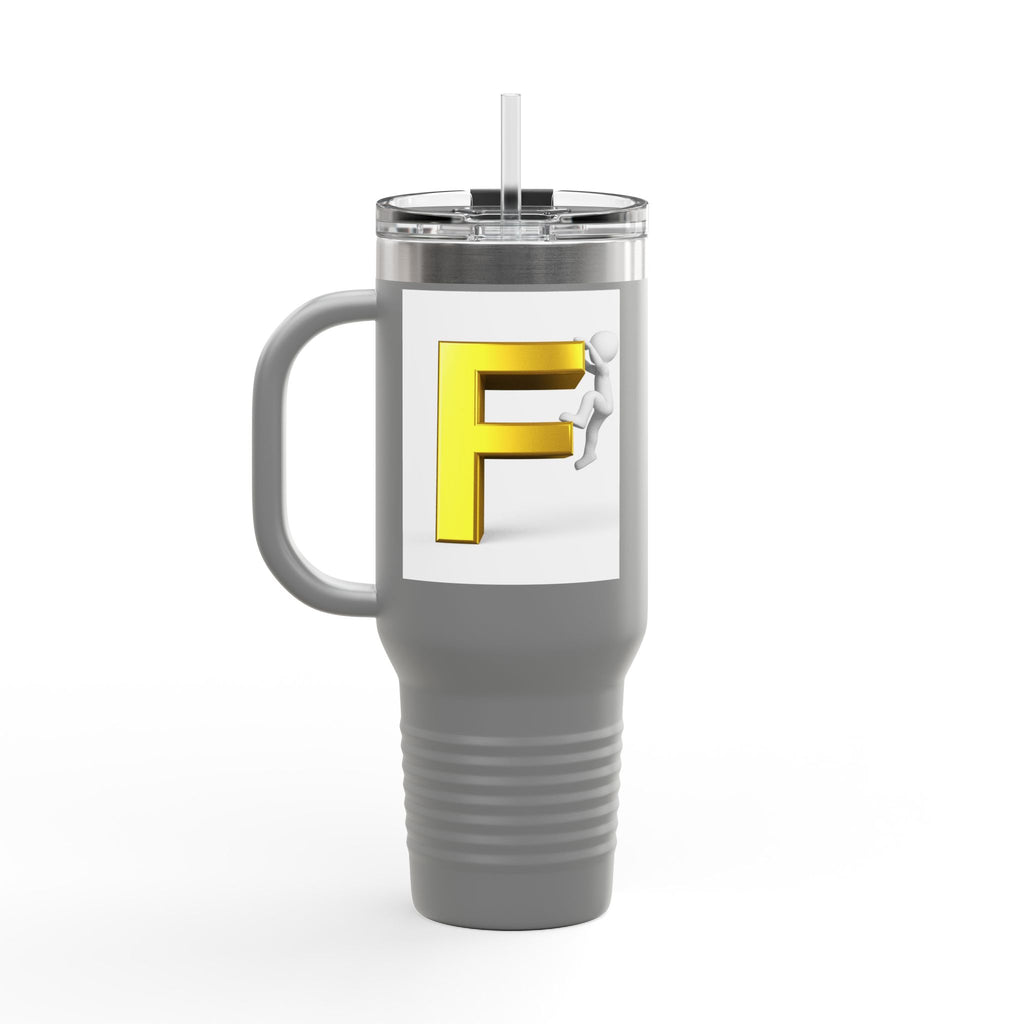 3D Figure Climbing Yellow Letter F Travel Mug | Insulated 40oz