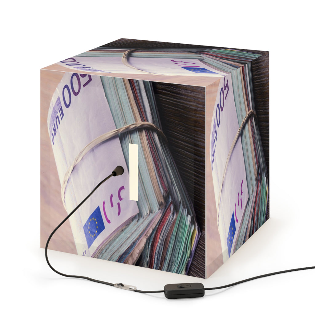 Stack of Euro Banknotes Light Cube Lamp | Money Photo Cube Lamp