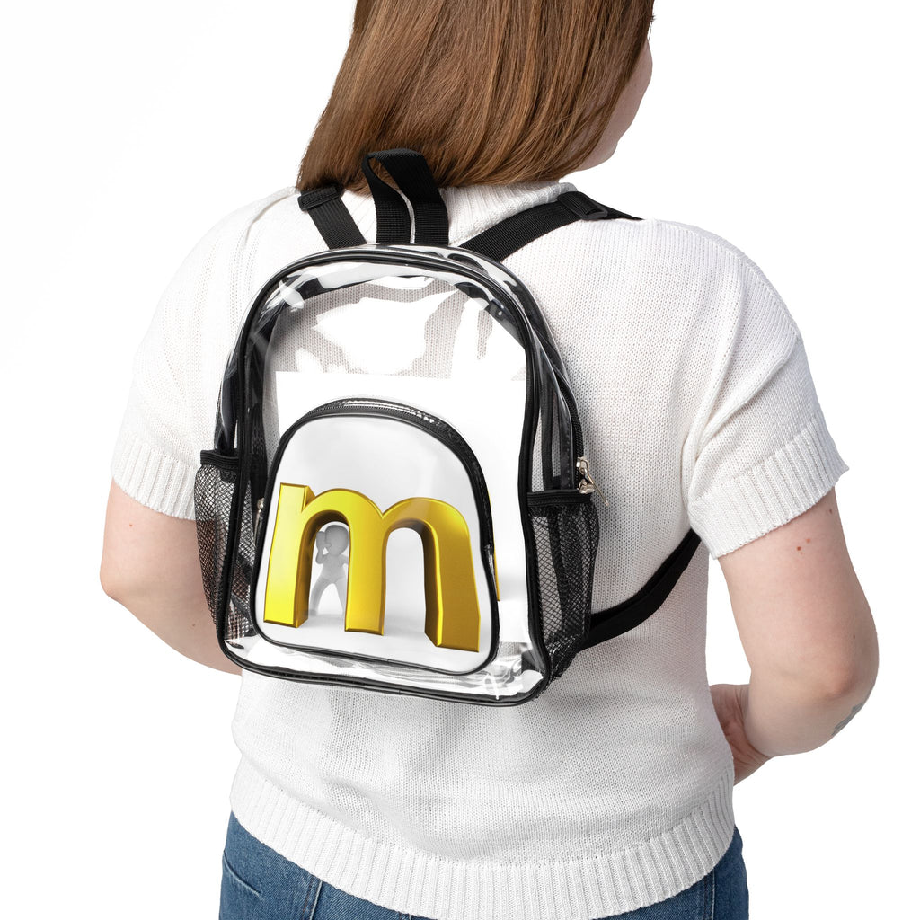Gold Letter M Clear Stadium Backpack | Transparent School Bag