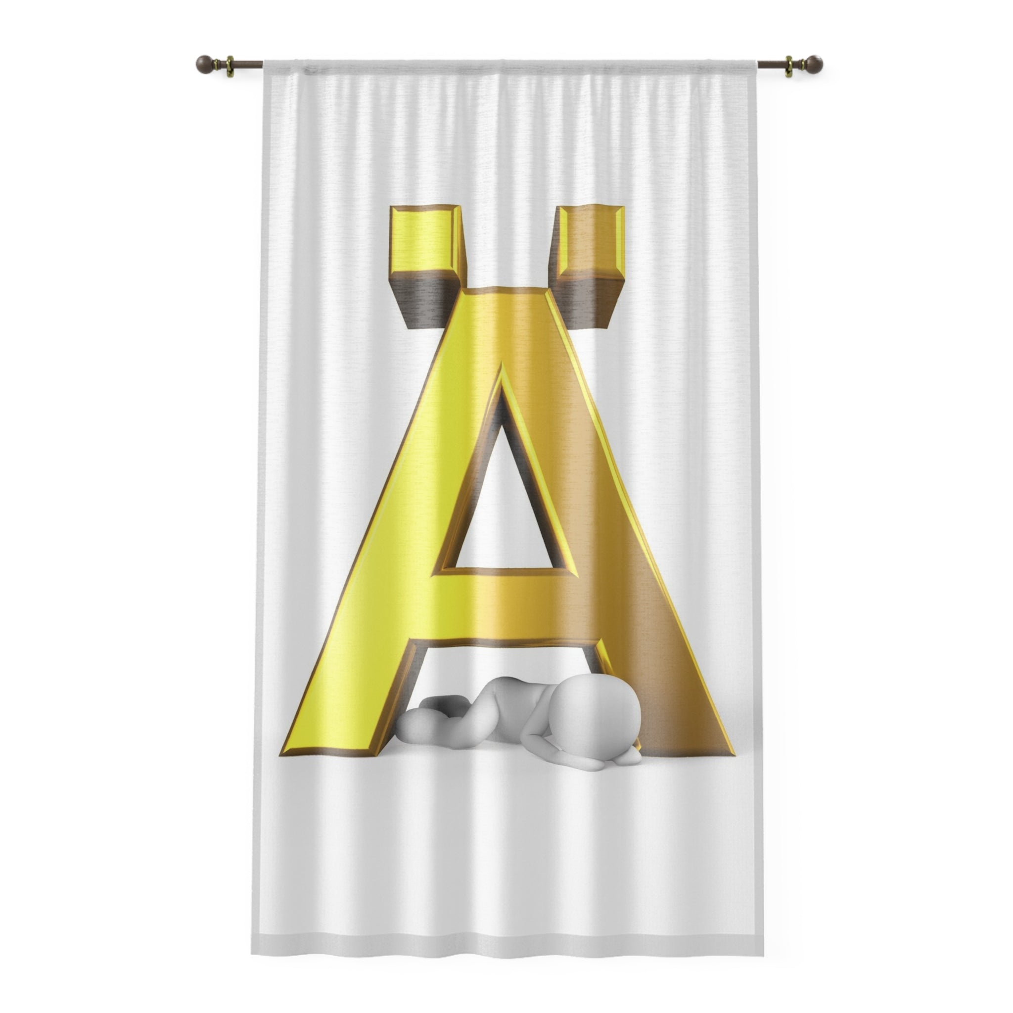 Gold 3D Letter Ä Window Curtain | Monogram Alphabet Curtain