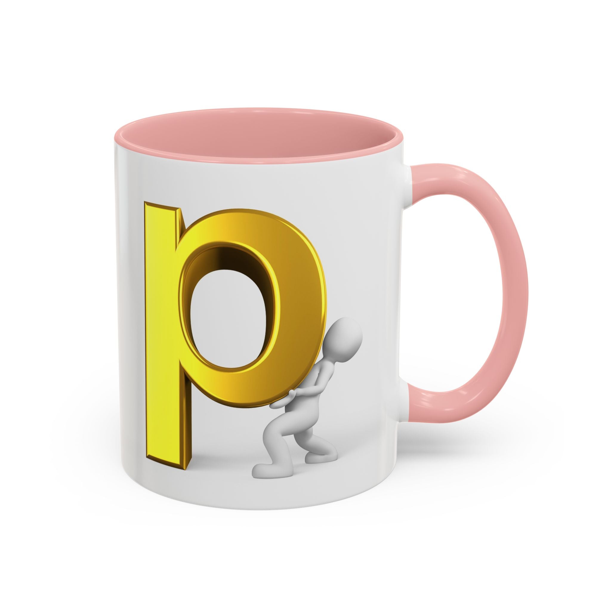 Tasse à café 3D lettre P | Tasse à anse colorée 325 ml ou 443 ml