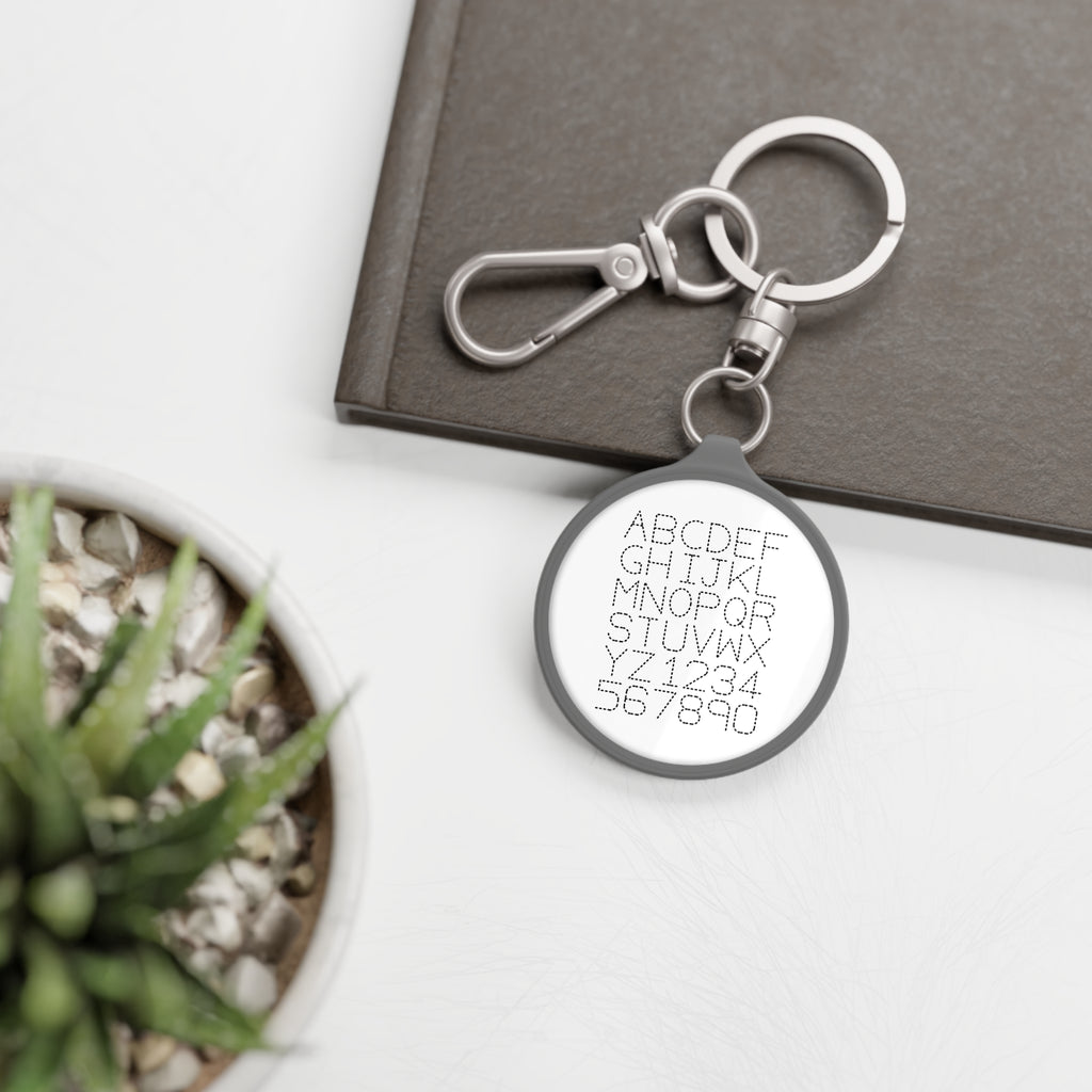 Dot Stitch Alphabet Keyring Tag | Metal Alphabet Keychain