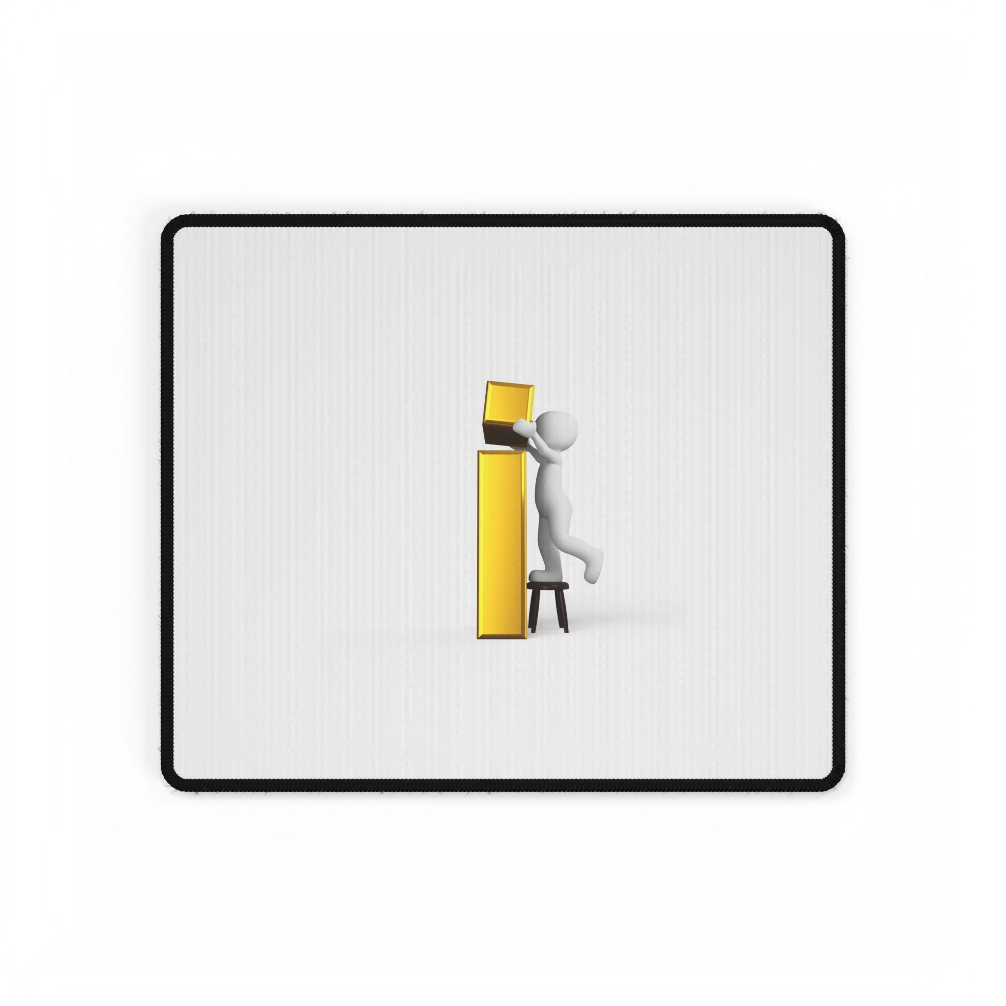 3D Figure Building Gold Letter i Desk Mat | Large Mouse Pad