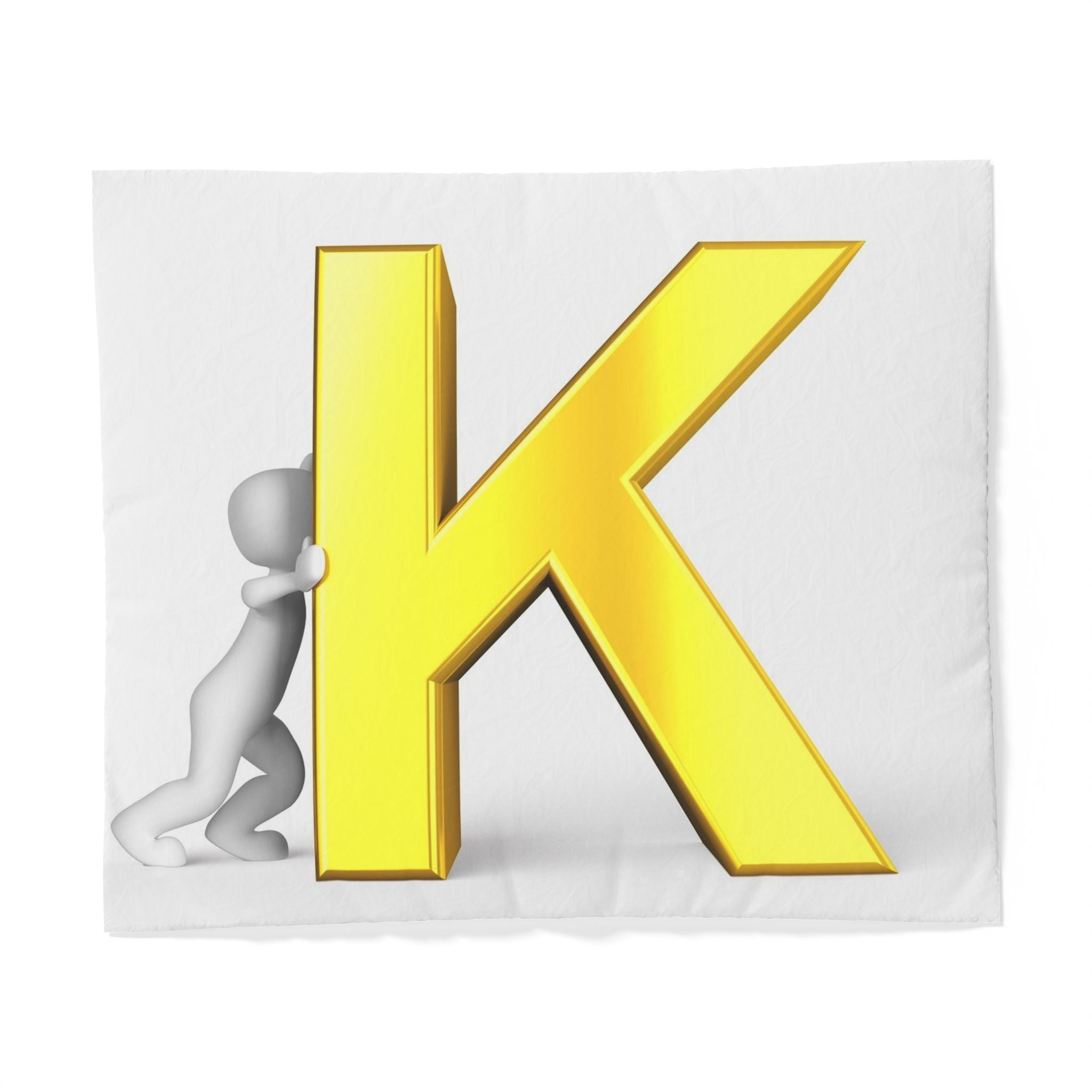 Housse de couette Or 3D Lettre K | Parure de lit initiale alphabet
