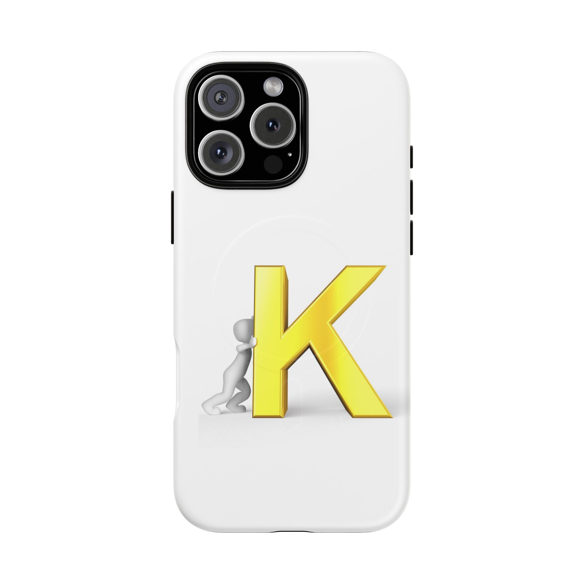 Yellow K Letter Phone Case | Tough Magnetic Case, Monogram Initial K