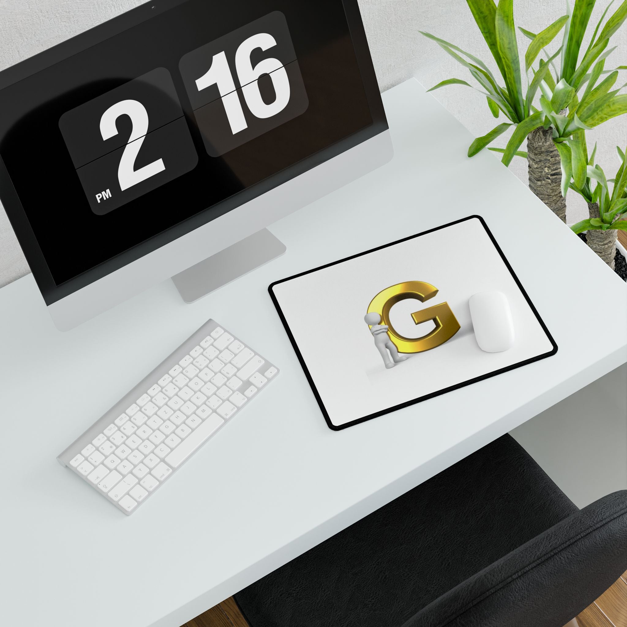 Gold G Letter Desk Mat | Initial G Desk Mat, Monogram Mouse Pad