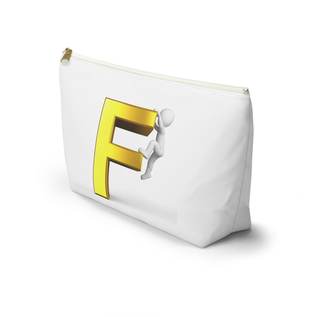 Gold Letter F Climber Accessory Pouch | Monogram Initial Makeup Bag