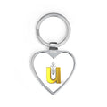 3D Yellow Letter U Heart Keychain | Initial Monogram Keyring