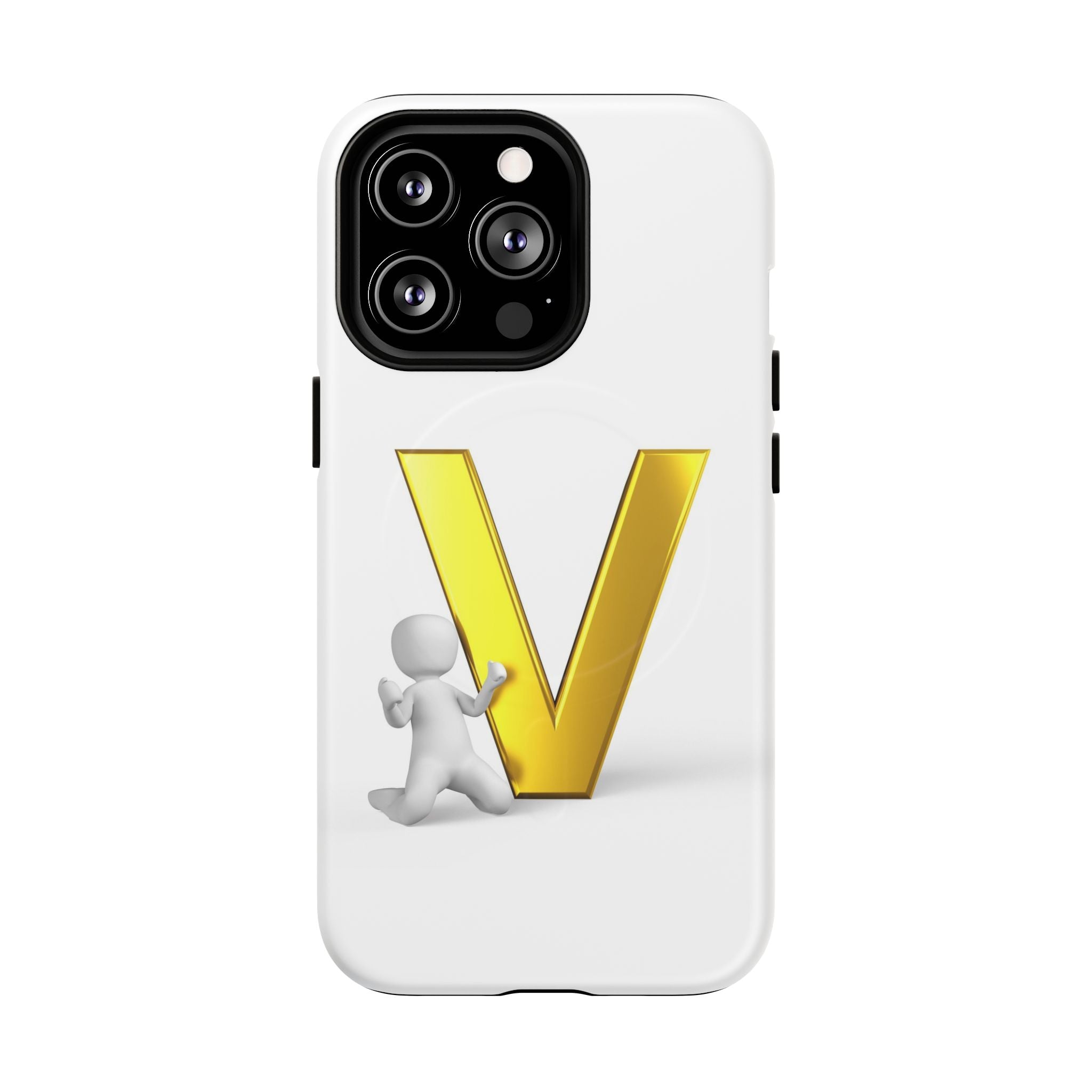 Coque de téléphone à monogramme lettre V dorée | Coque magnétique résistante