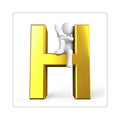 Gold 3D Letter H with Character Sticker