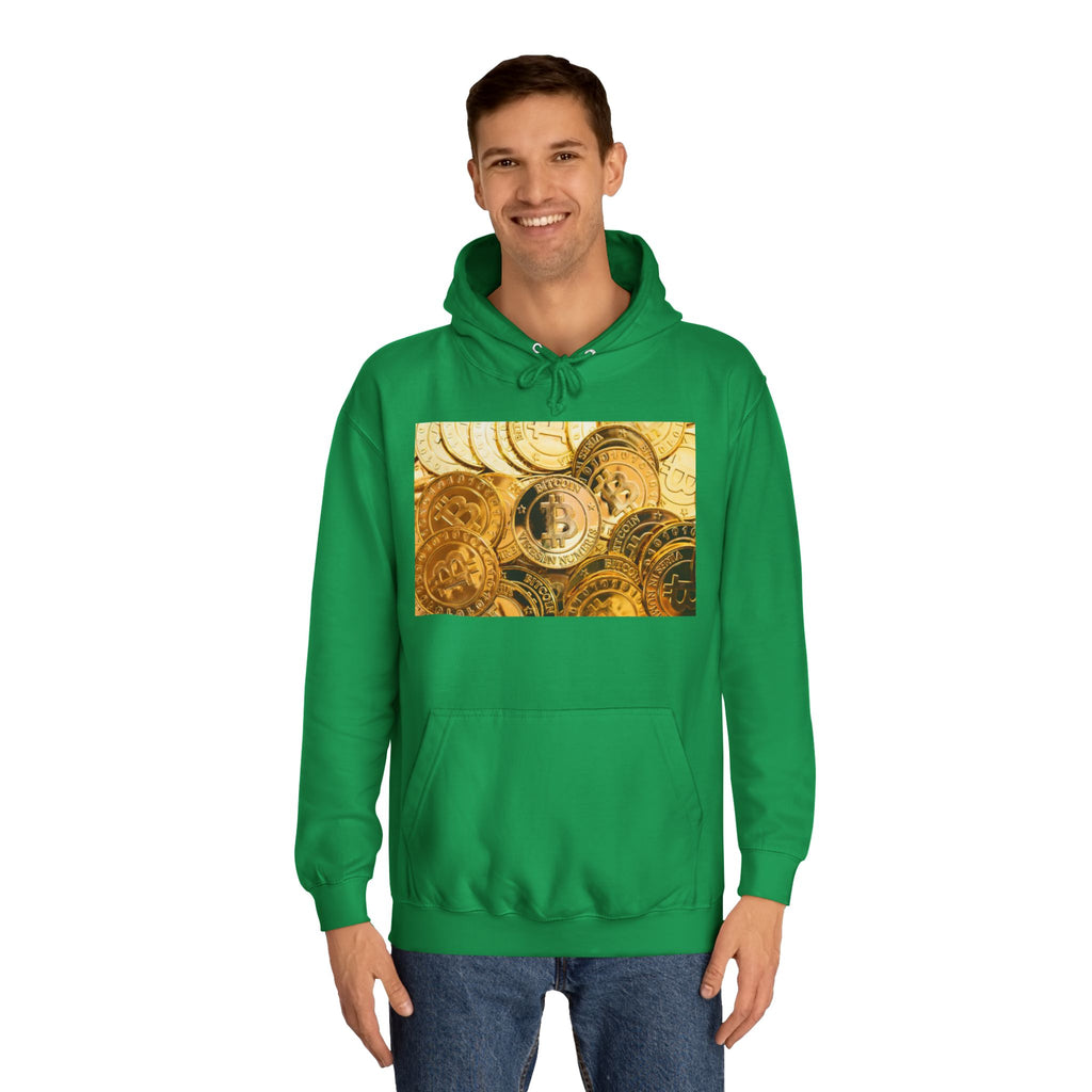 Golden Bitcoin Coins Hoodie | Crypto Cryptocurrency Crypto Art, Digital Currency Apparel
