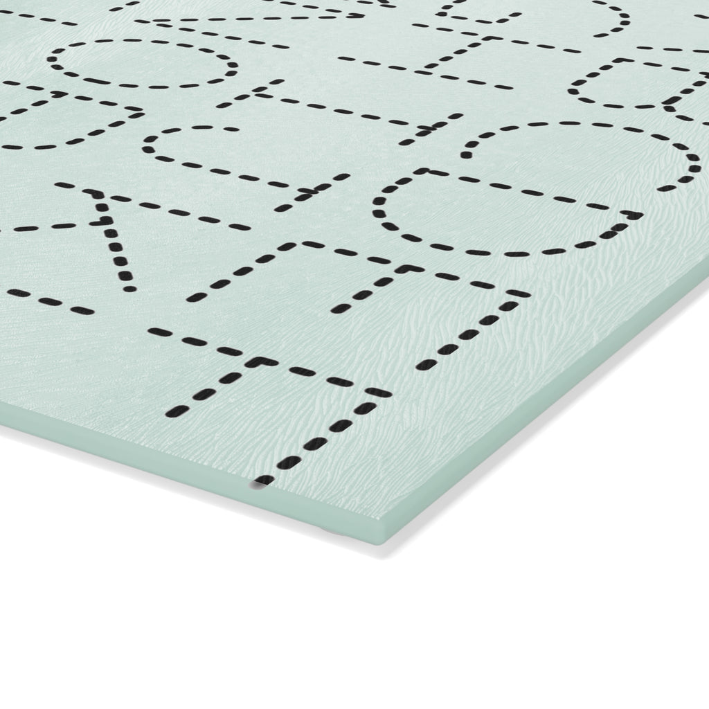 Dotted Alphabet & Numbers Glass Cutting Board | Educational Kitchen Decor