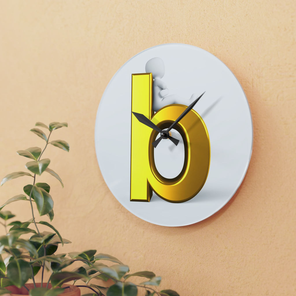 Gold Letter b Wall Clock Acrylic Wall Clock | Minimal Typographic Home Decor