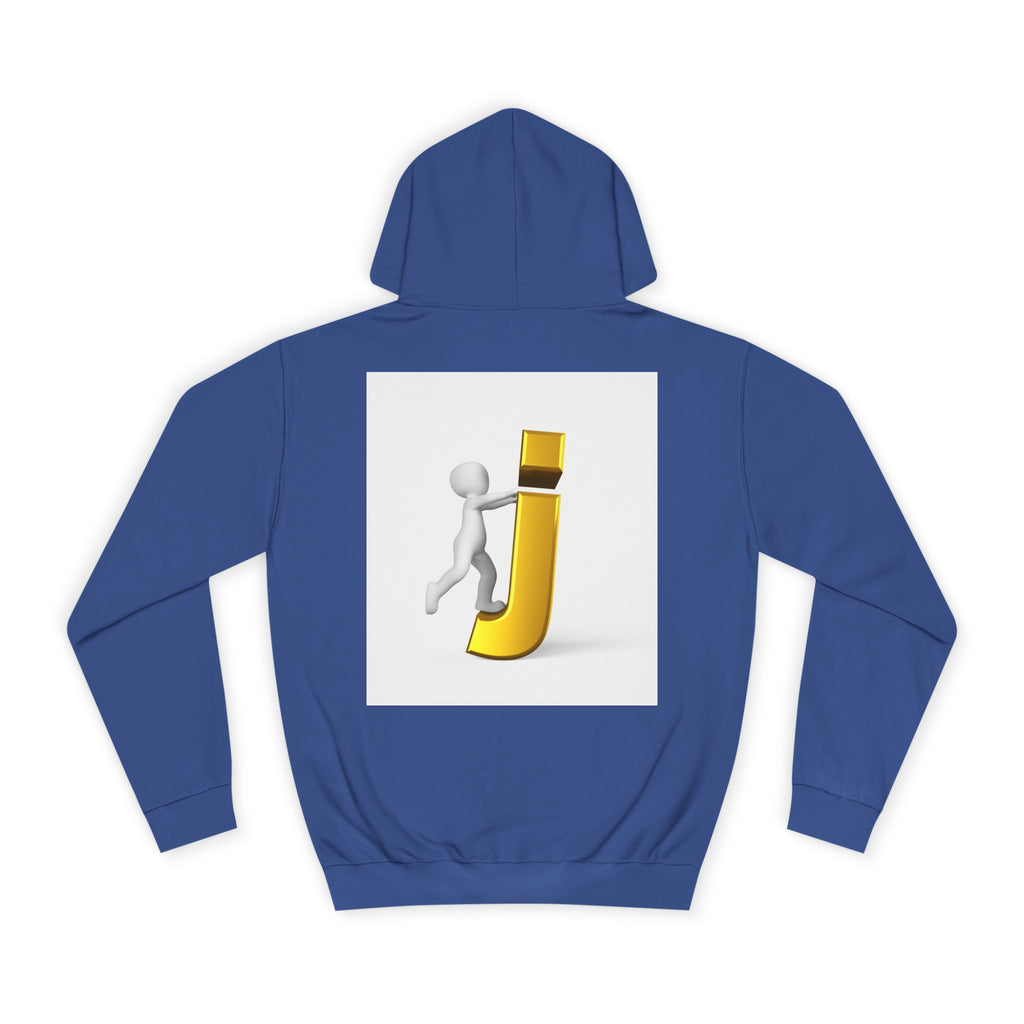 3D Stick Figure Riding Gold Letter J Hoodie | Initial Monogram Letter J