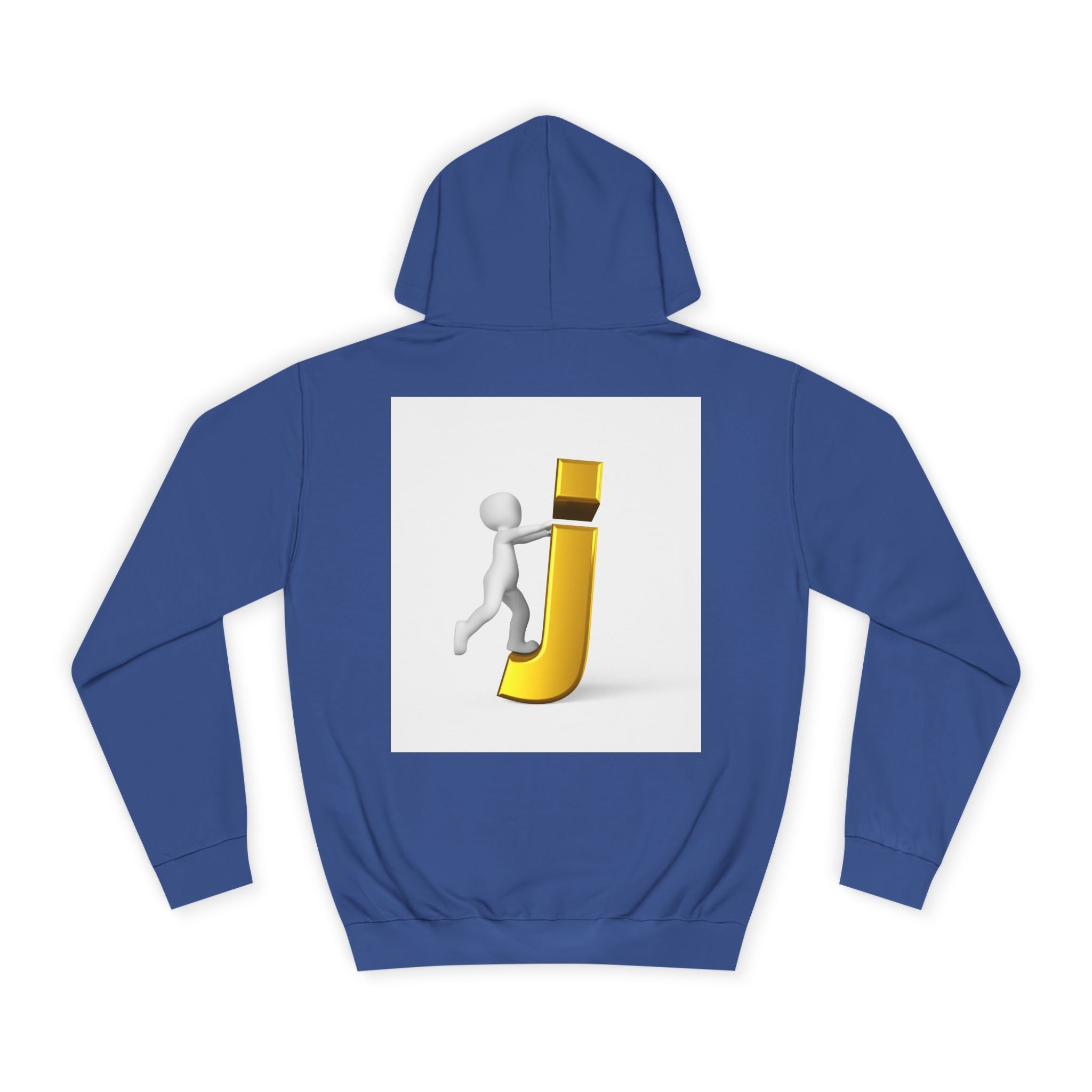 3D Stick Figure Riding Gold Letter J Hoodie | Initial Monogram Letter J