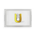 Stick Figure Climbing Gold U Acrylic Serving Tray | Monogram Letter U