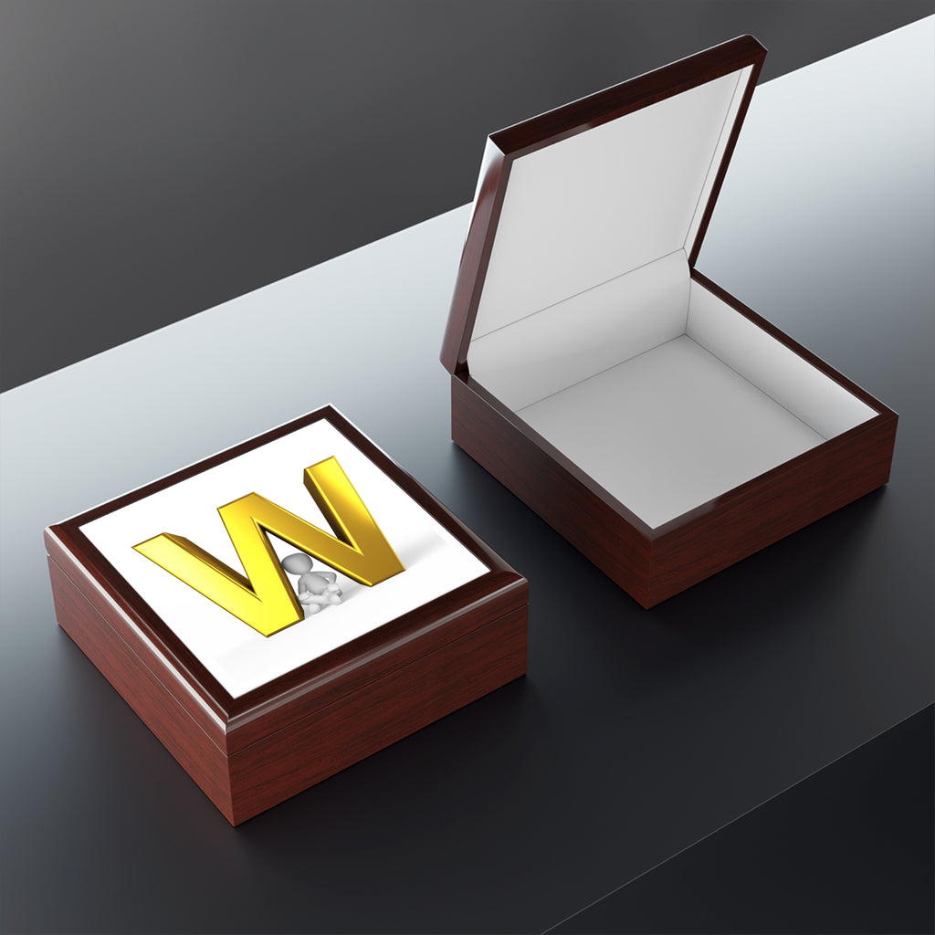 Gold Letter W Monogram Jewelry Box | Personalized Initial Keepsake