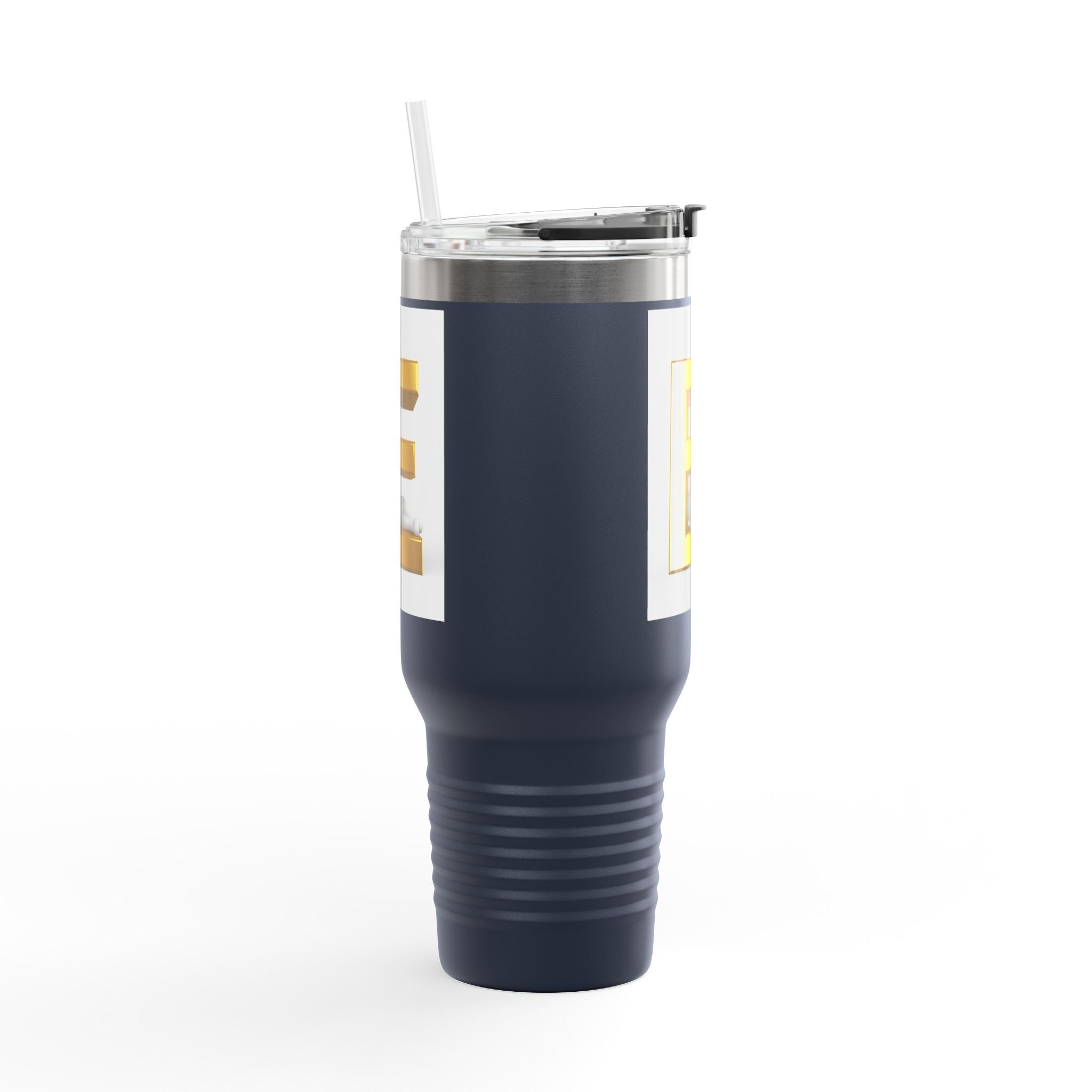 Mug de voyage monogramme lettre E dorée | Gobelet isotherme de 40 oz