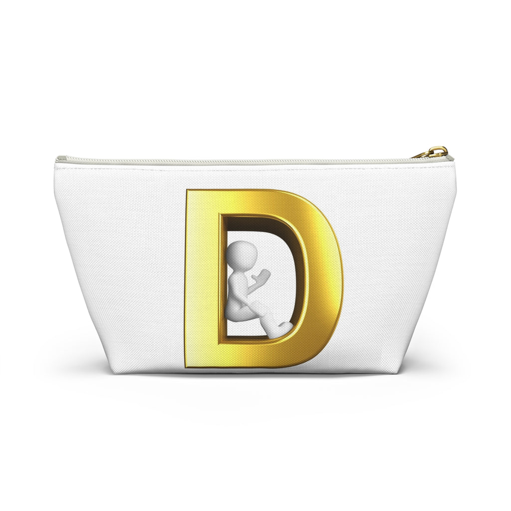 Gold Letter D with 3D Figure Accessory Pouch