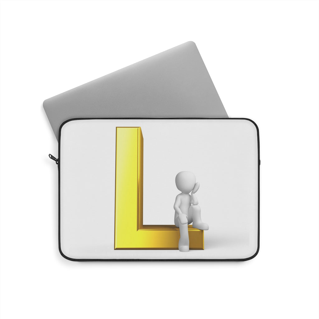 3D Letter L with Sitting Figure Laptop Sleeve | Monogram Initial L