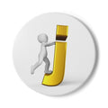 Gold Letter J with Figure Ceramic Coaster | Initial Monogram Coaster