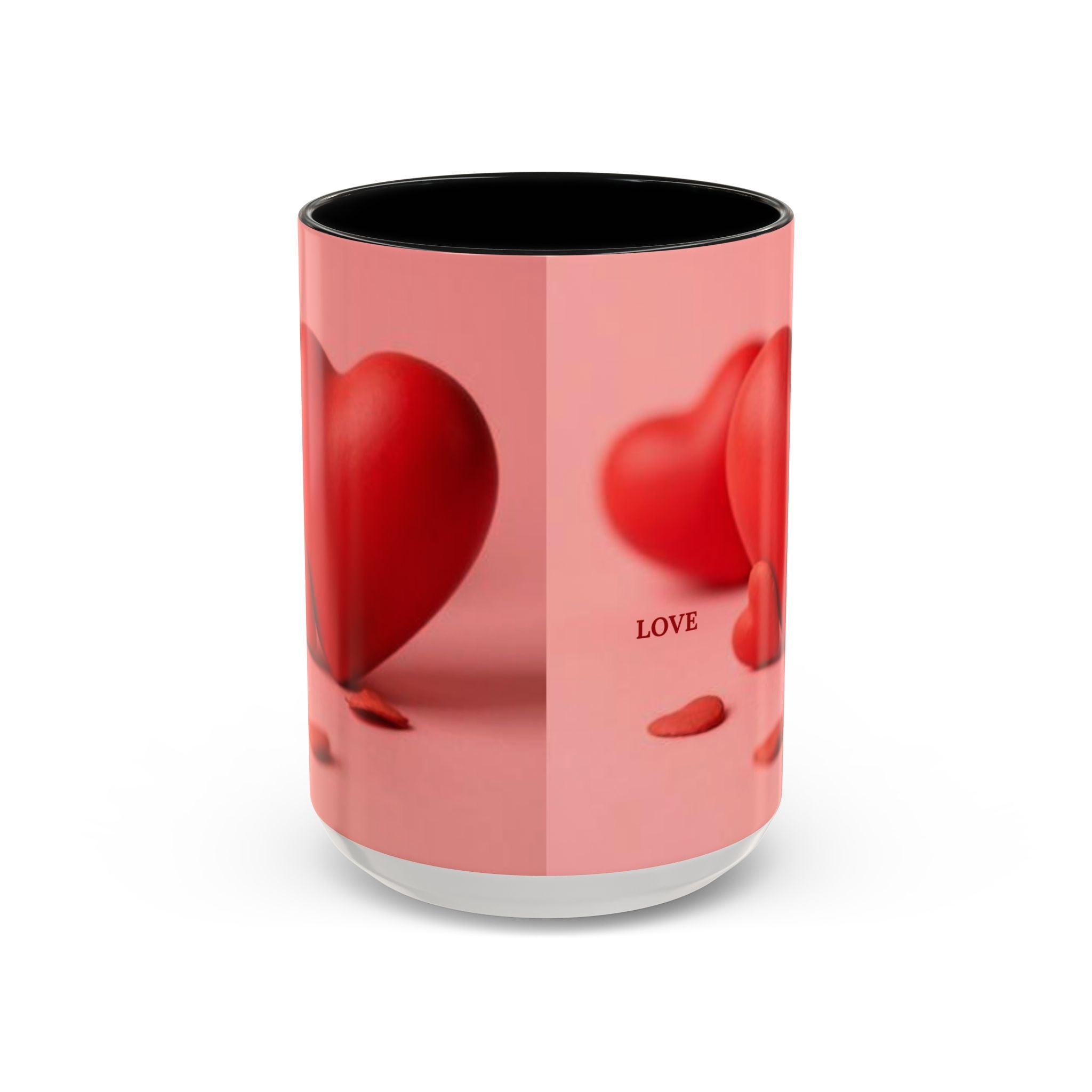 Red Heart Love Design Accent Coffee Mug | Valentine Heart Ceramic Mug