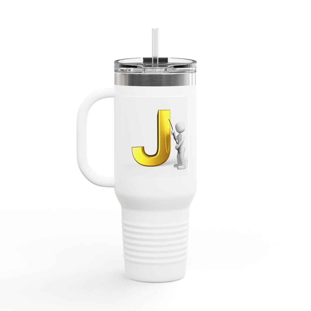 Gold Letter J Initial Travel Mug | 40oz Insulated Tumbler