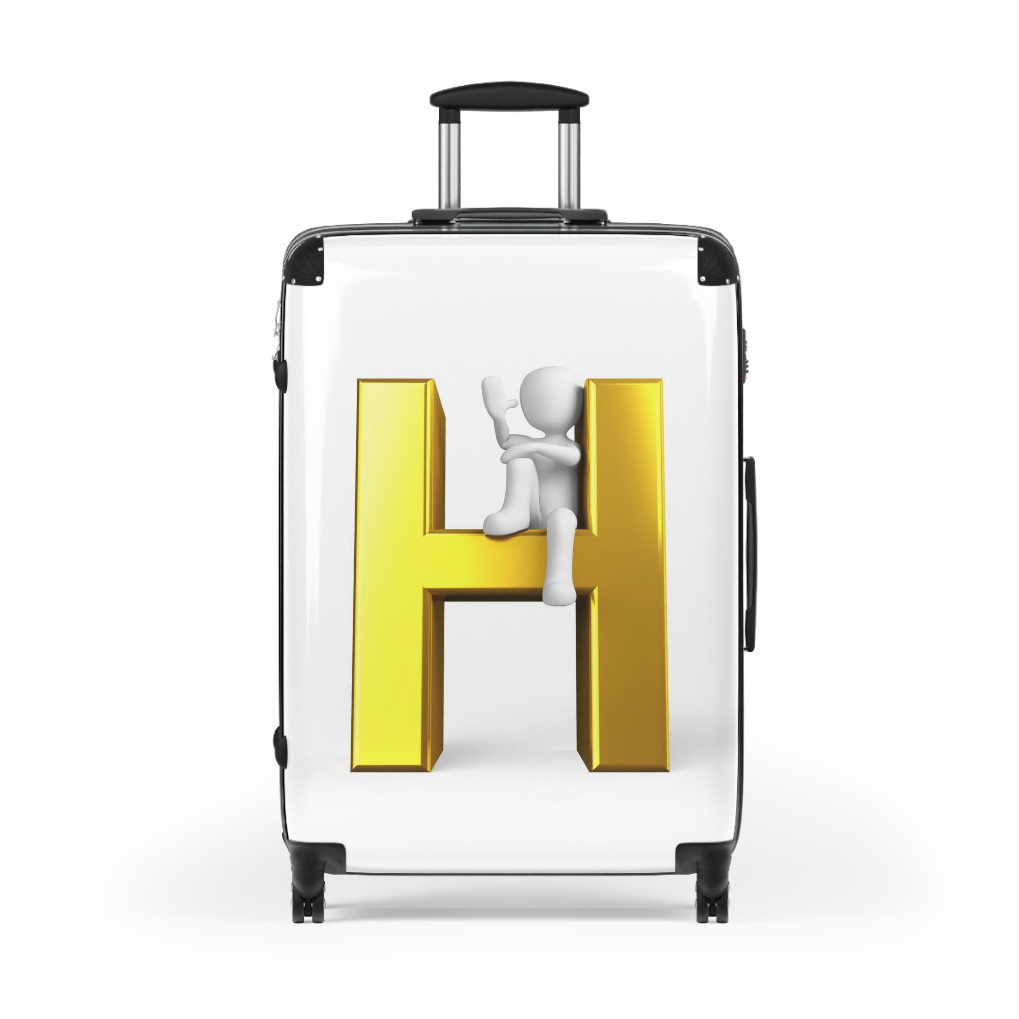 3D Gold Letter H Climber Suitcase | Hard Shell Luggage