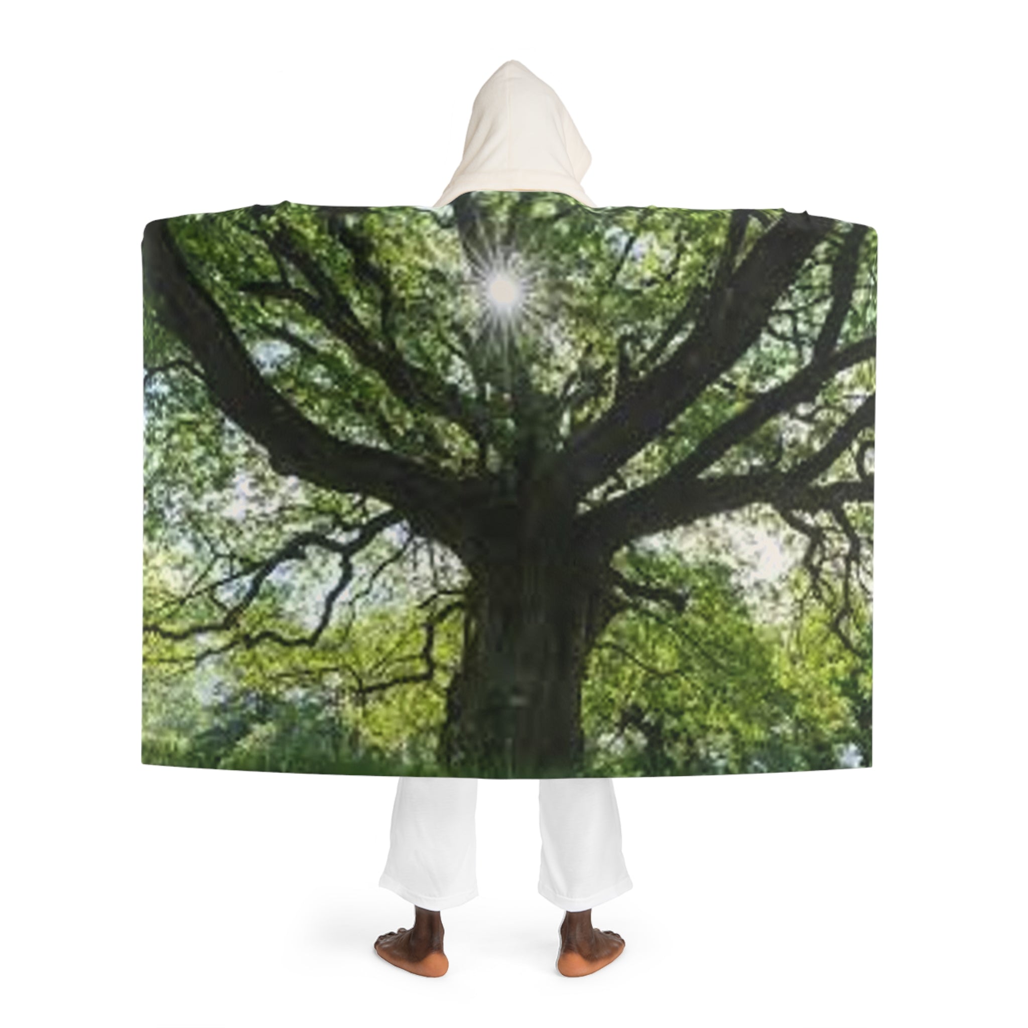Canopy of Trees Hooded Sherpa Blanket | Forest Tree Branches Nature Print