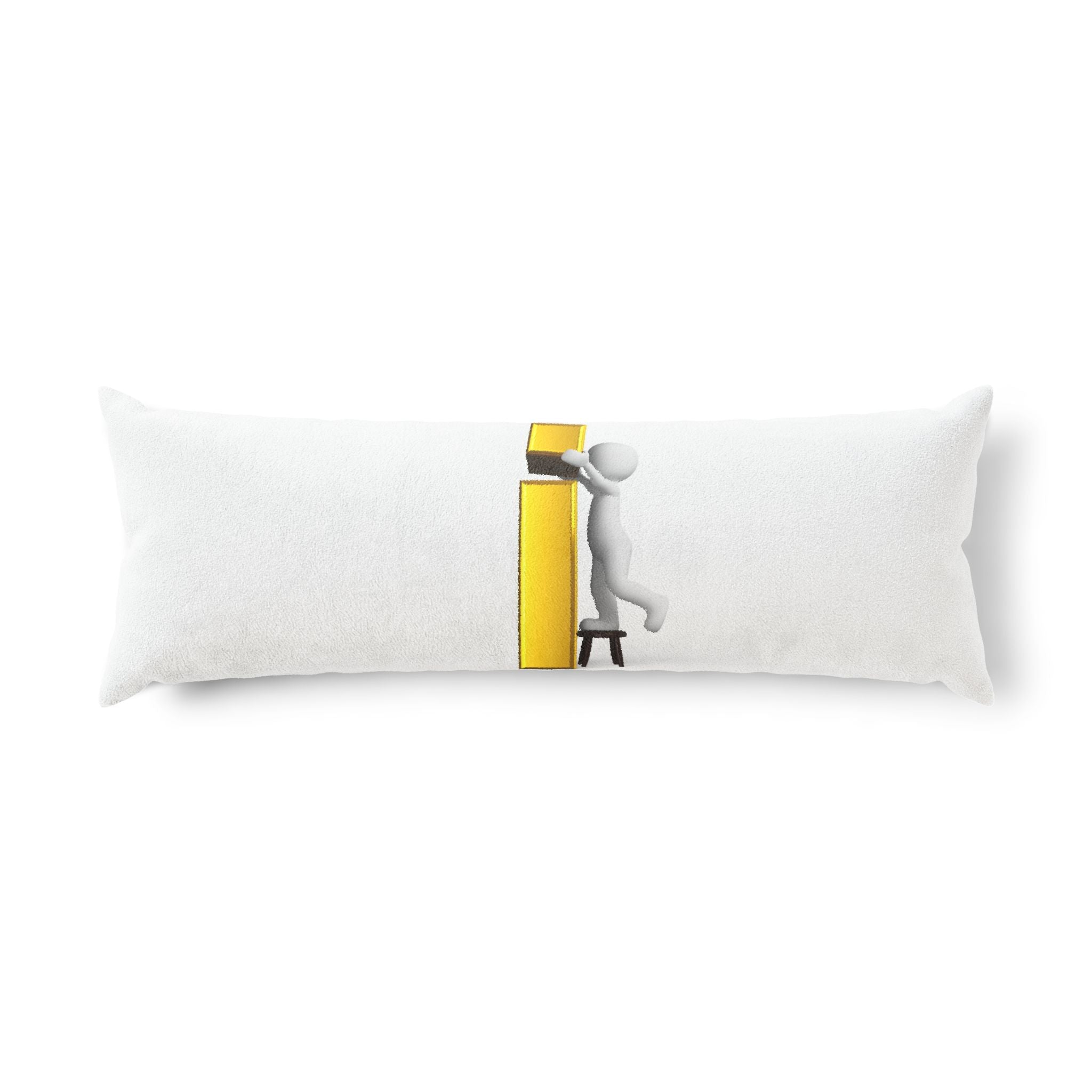 Stick Figure Building Gold Letter i Body Pillow | Minimalist Illustration