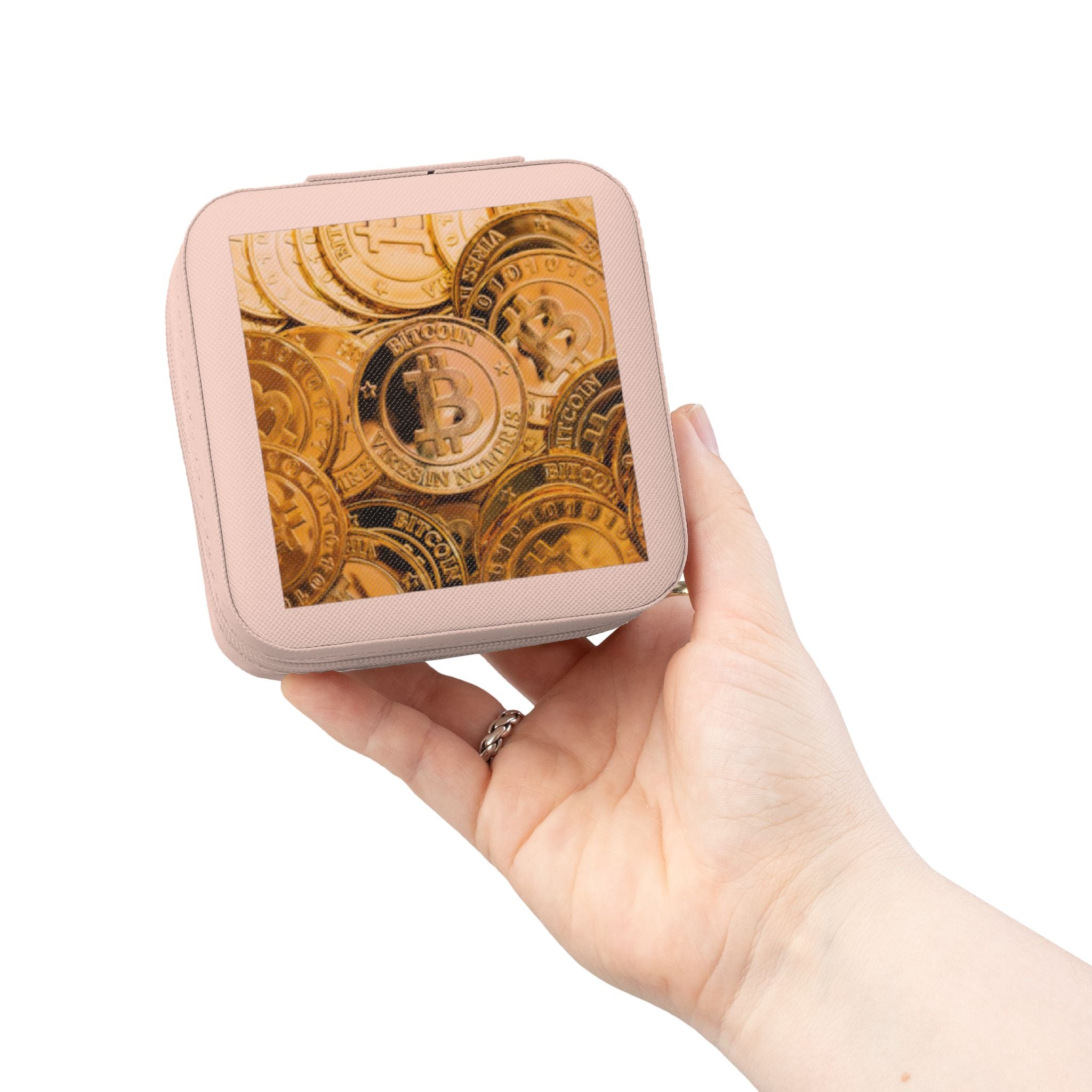 Étui de voyage pour bijoux motif Bitcoin | Organisateur portable compact