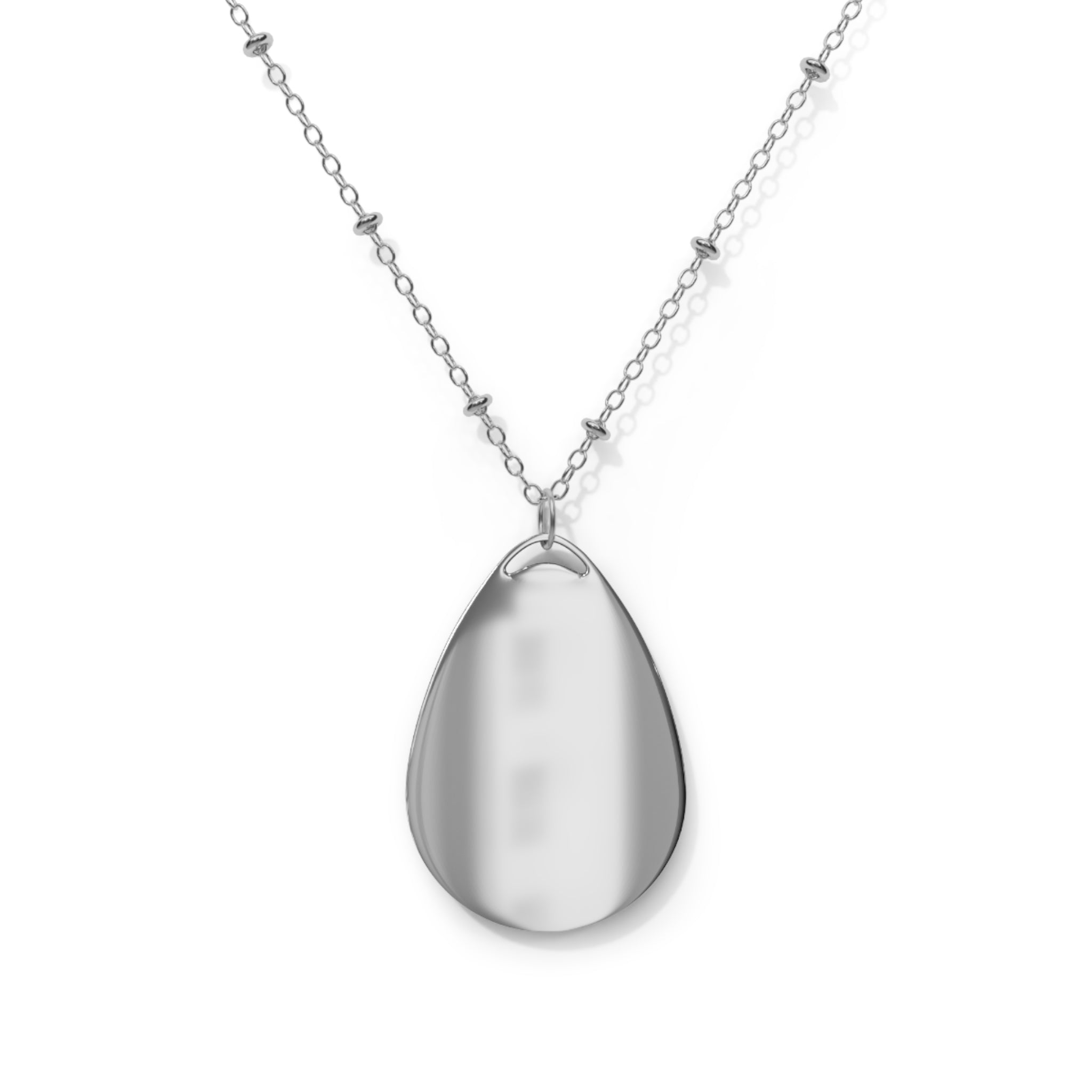 Oval Pendant Necklace with Gold Initial H - Personalized Teardrop Locket