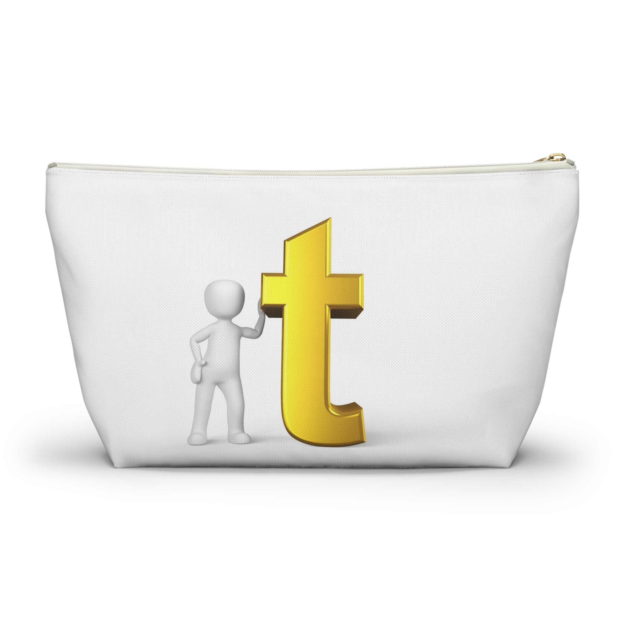 Gold Letter T Monogram Accessory Pouch | T-Bottom Makeup Bag