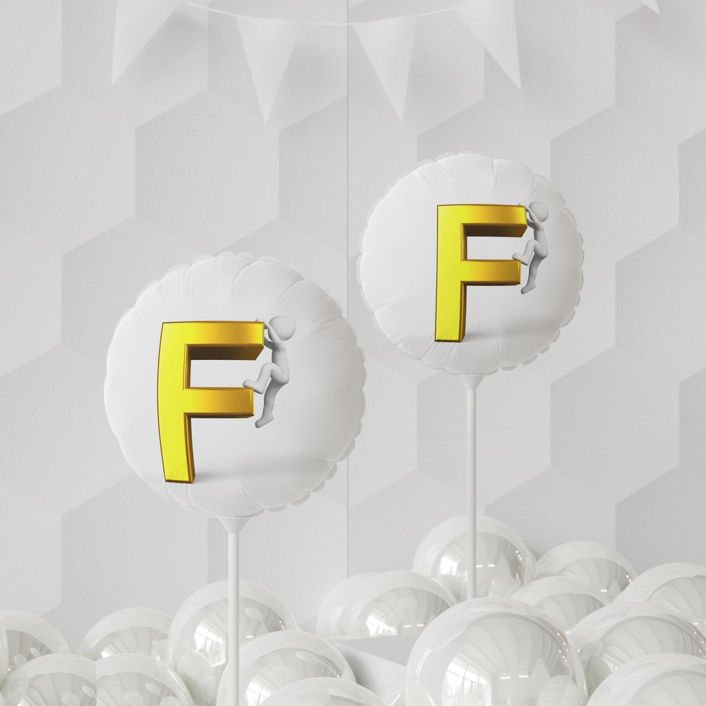 Gold Letter F Climber Balloon 11" Round Mylar Balloon