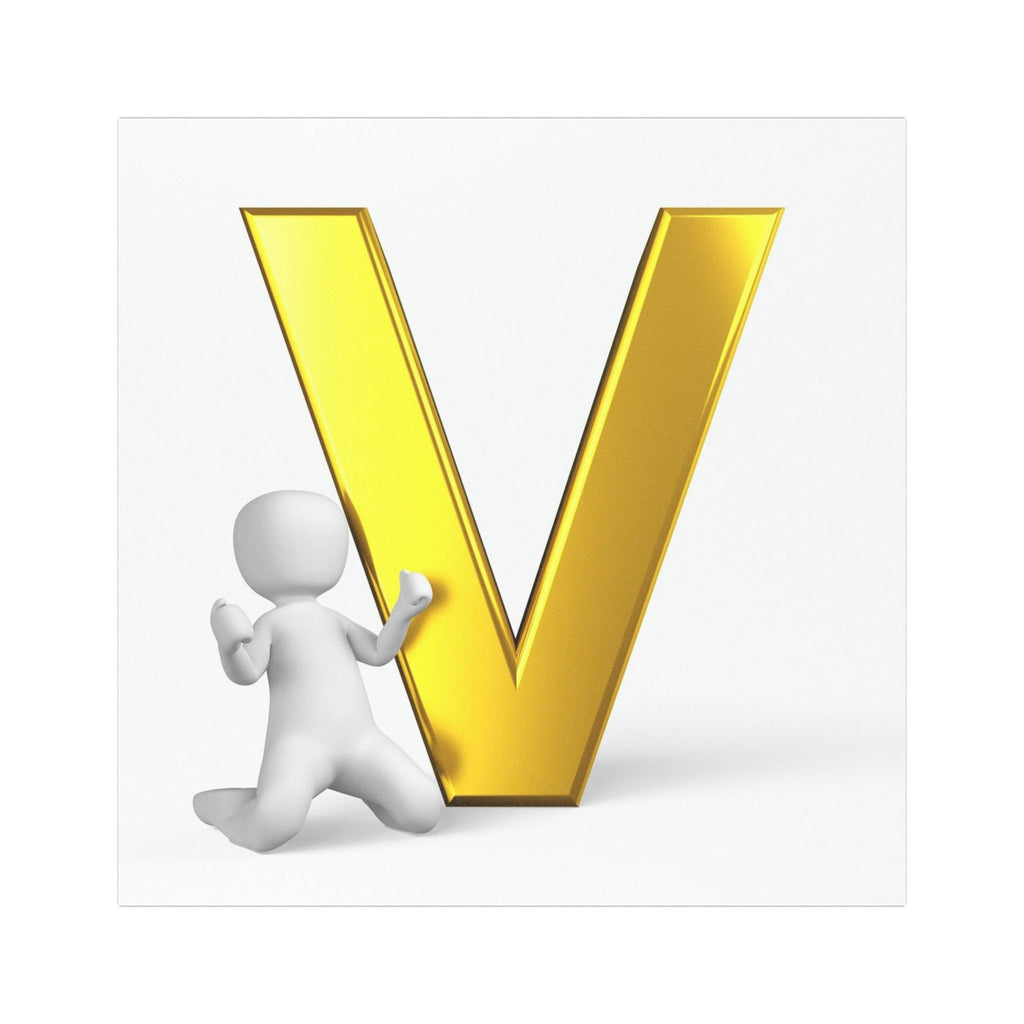 Gold Letter V with 3D Figure Car Magnet | Alphabet Initial Magnet
