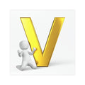Gold Letter V with 3D Figure Car Magnet | Alphabet Initial Magnet