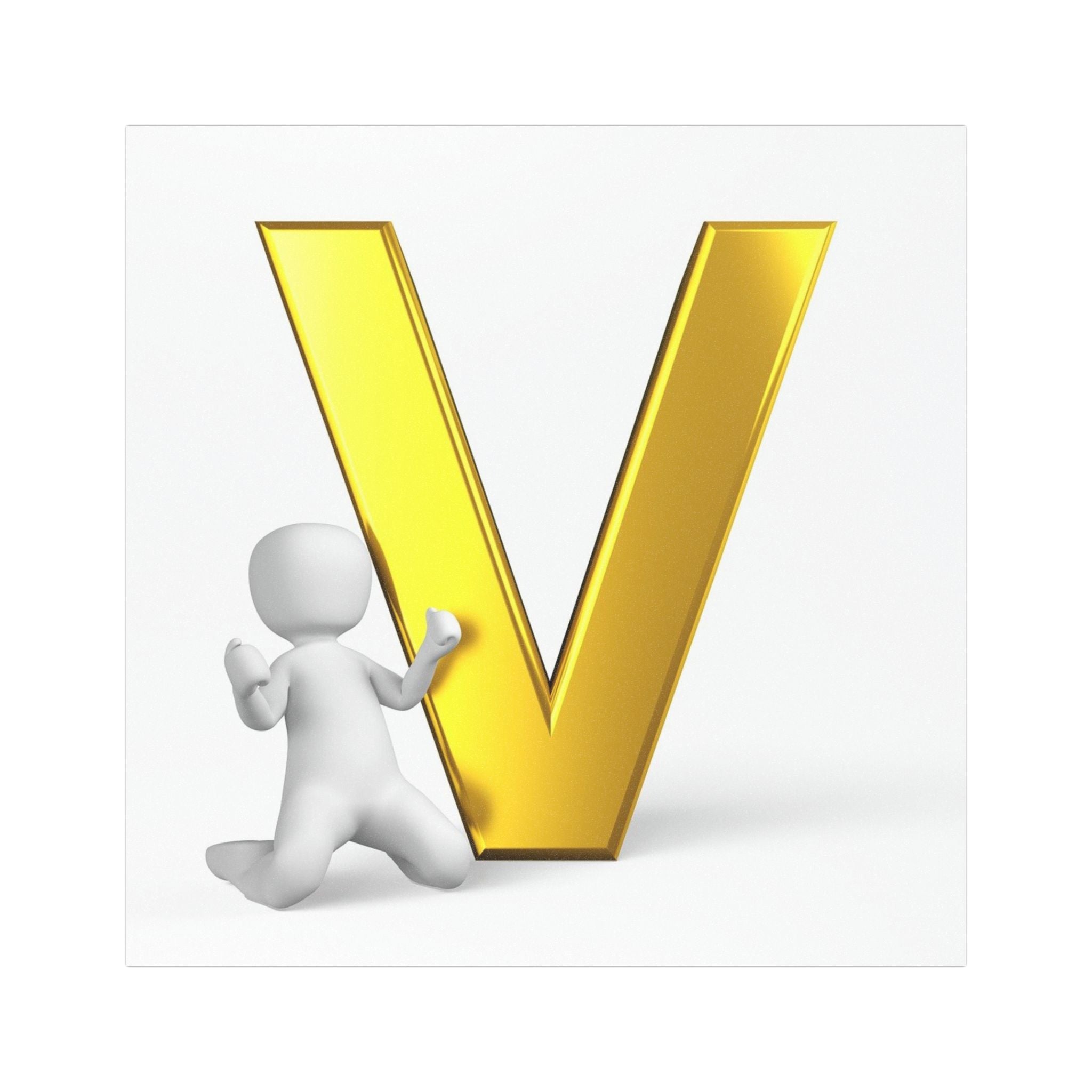 Gold Letter V with 3D Figure Car Magnet | Alphabet Initial Magnet
