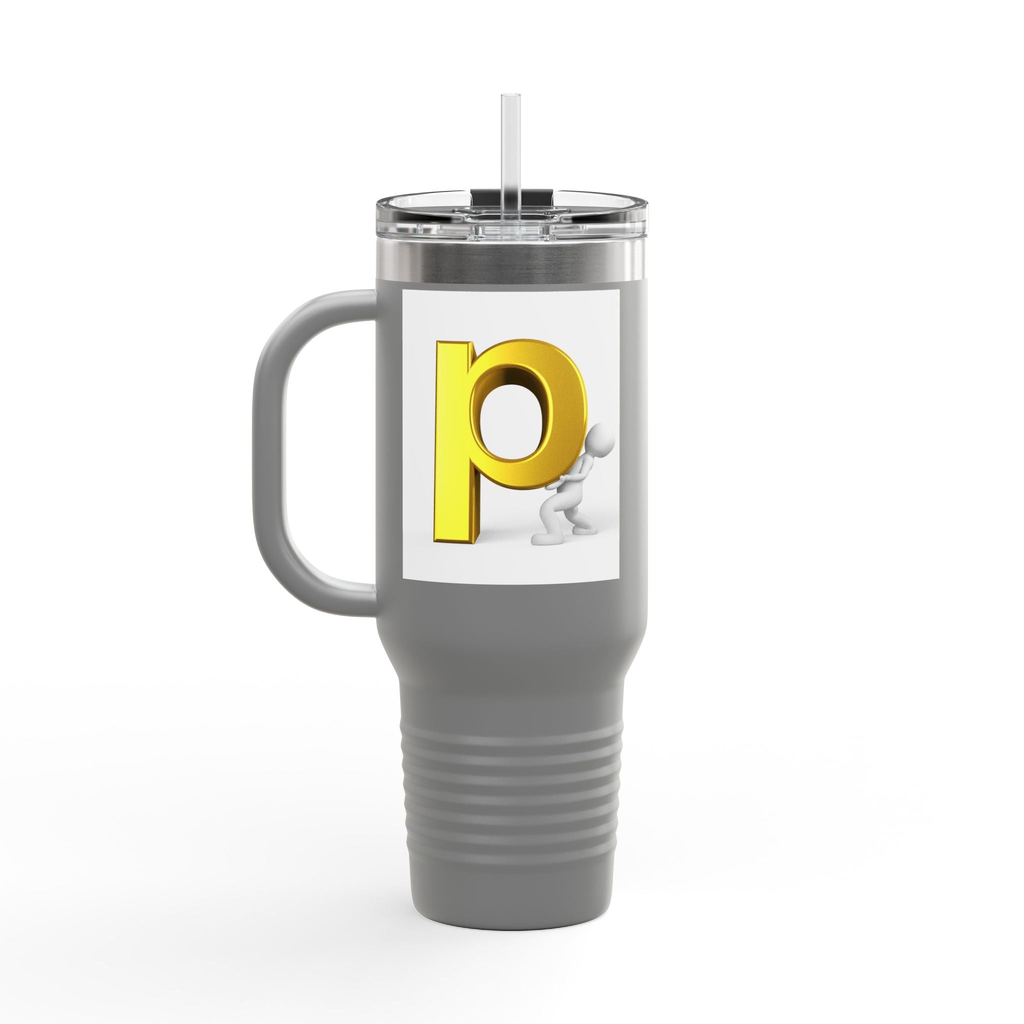 Yellow 3D Letter P Monogram Tumbler 40oz Travel Mug