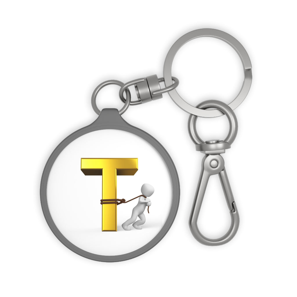 Letter T Tugging Figure keyring tag | Alphabet Initial Keychain