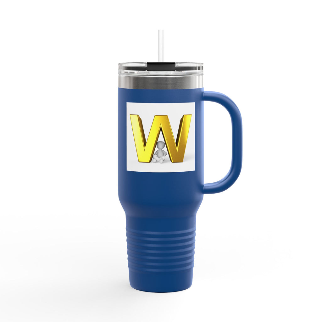 Gold 3D Letter W insulated travel mug 40oz | Monogram Initial Tumbler