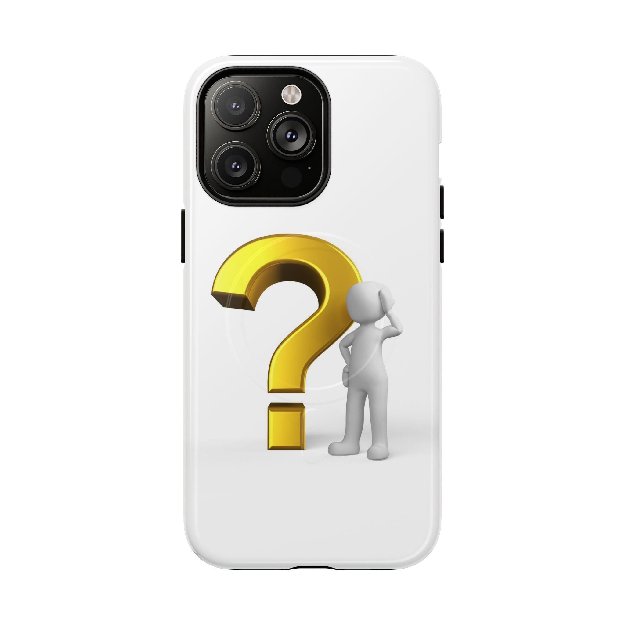 Coque de téléphone 3D point d'interrogation | Coque magnétique robuste