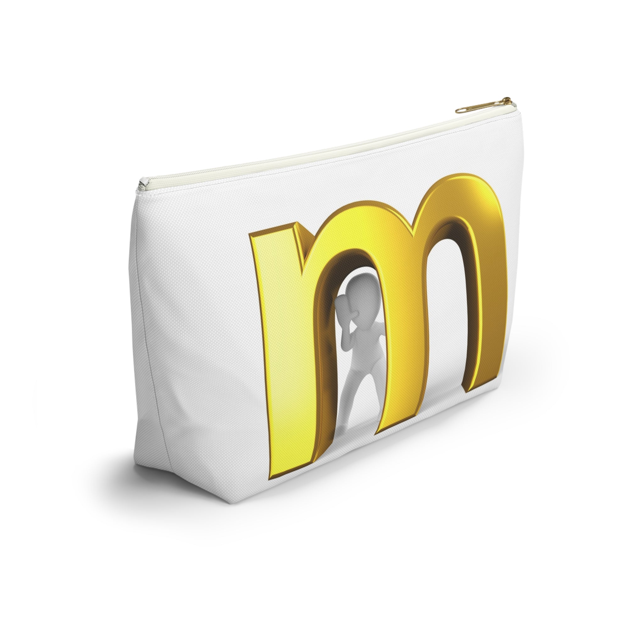 Gold Letter M Monogram Accessory Pouch | T-Bottom Makeup Bag