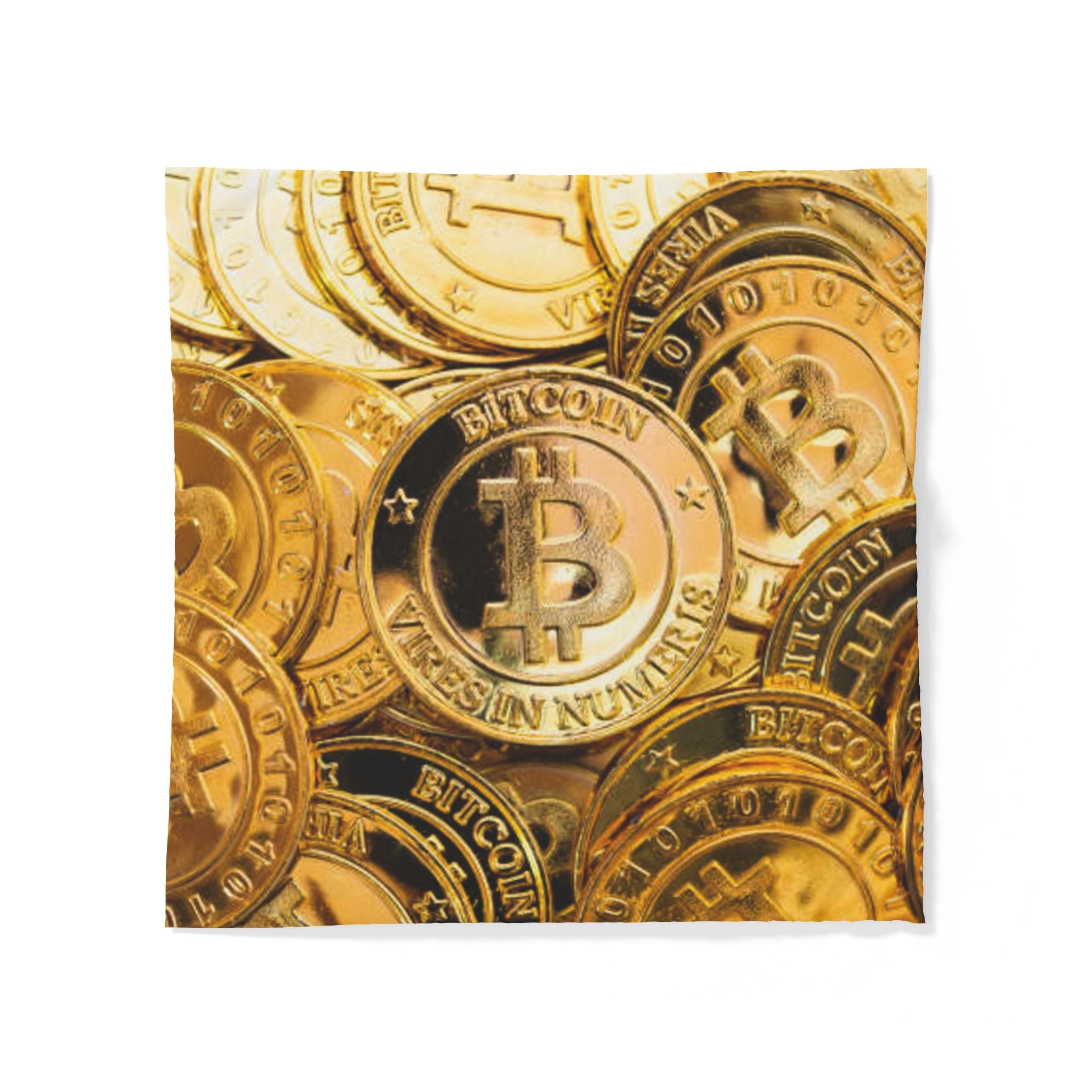 Housse de couette pile de pièces Bitcoin | Parure de lit crypto-monnaie, imprimé pièces d'or