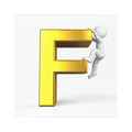 Gold Letter F Climbing Figure Car Magnet | Alphabet Initial Letter F Magnet