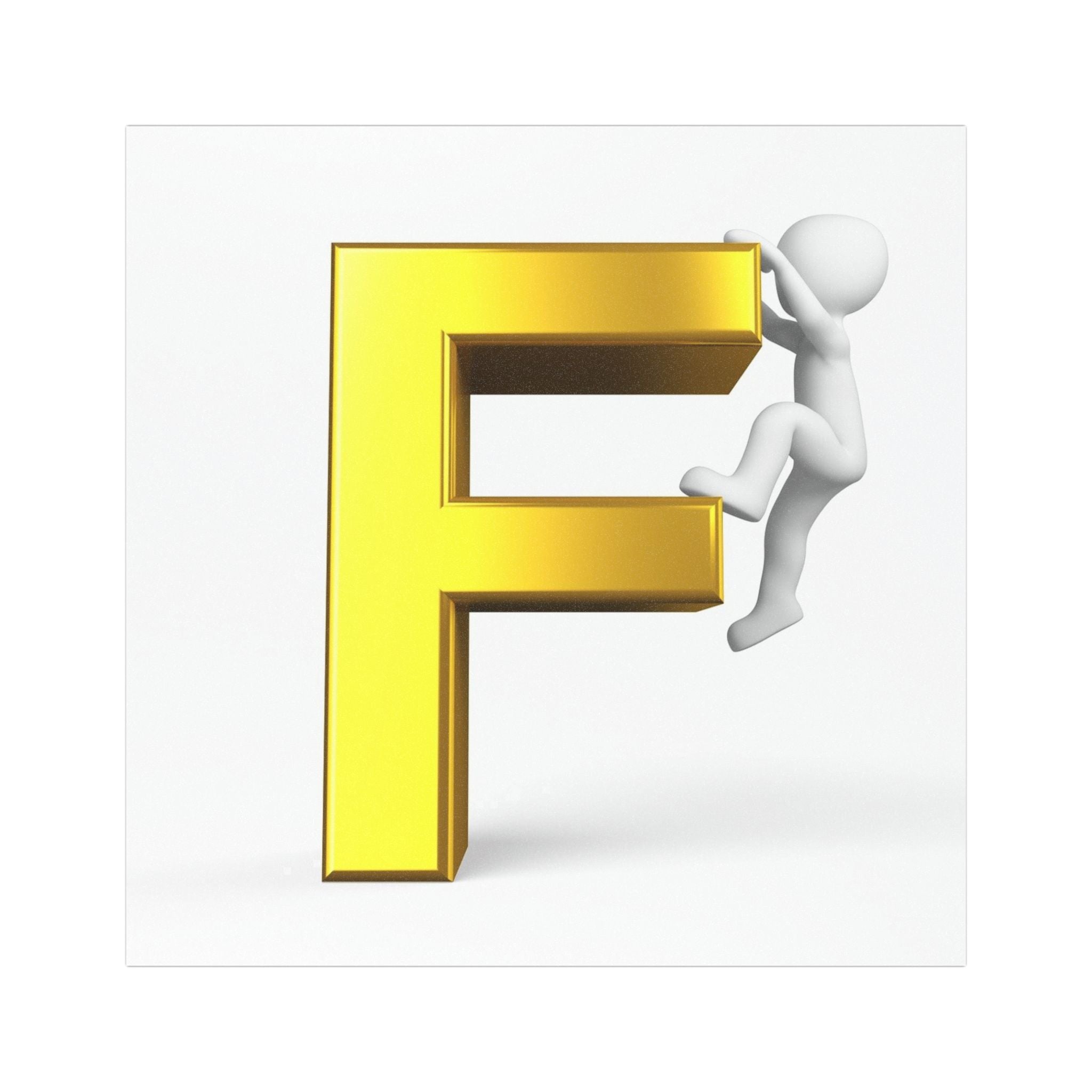 Gold Letter F Climbing Figure Car Magnet | Alphabet Initial Letter F Magnet