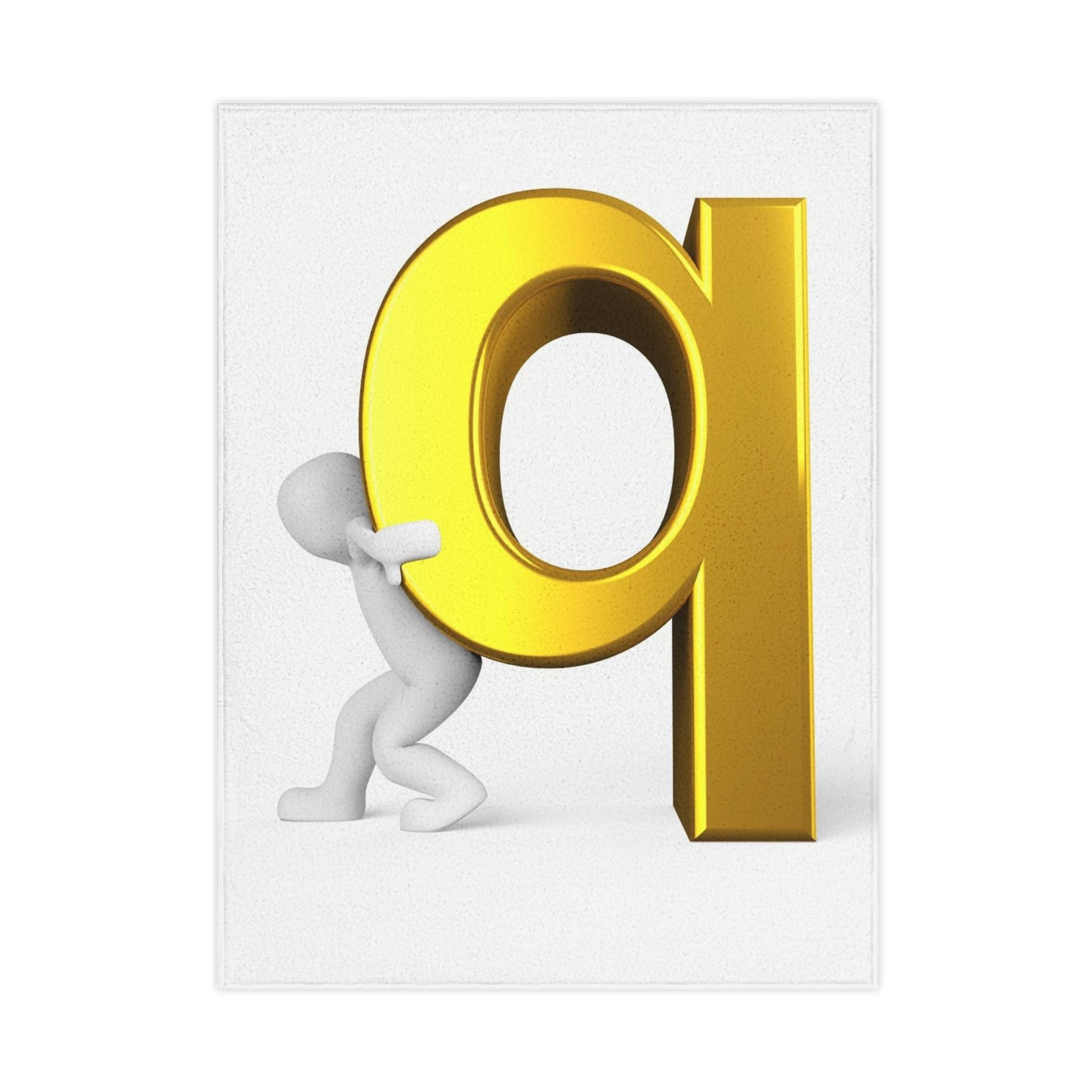 Gold Letter A with Character Toddler Blanket | Alphabet Nursery Decor