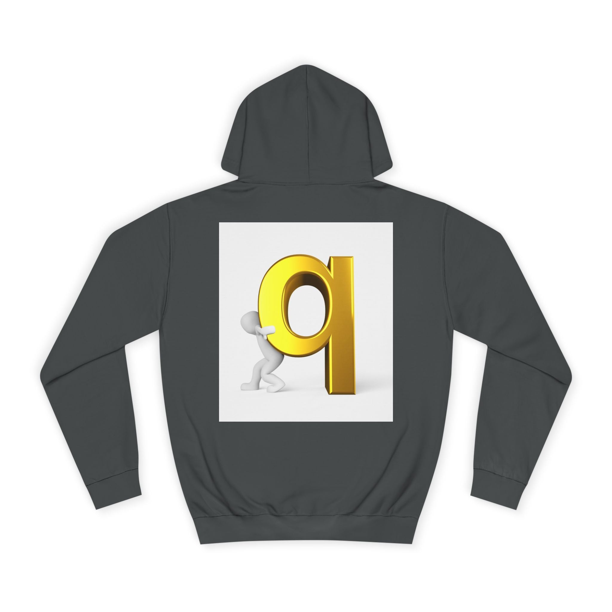 Gold Letter Q Hoodie | 3D Figure Pushing Q Graphic