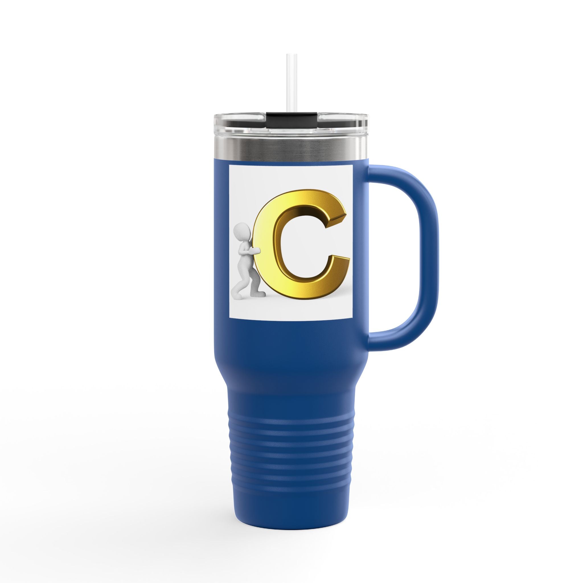 3D Gold Letter C Initial Travel Mug | 40oz Insulated Tumbler