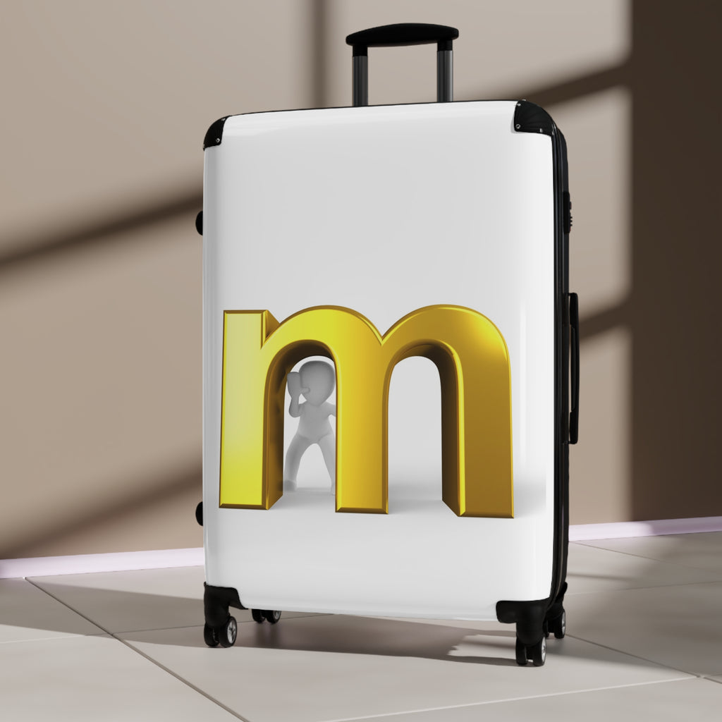 Gold Letter M Monogram Suitcase | Personalized Initial Luggage