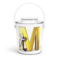 3D Gold Letter M Monogram Ice Bucket with Tongs | Personalized Initial Cooler